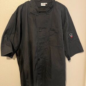 Winco Signature Chef Black Chef Coat Long Sleeve Size L Vented Back